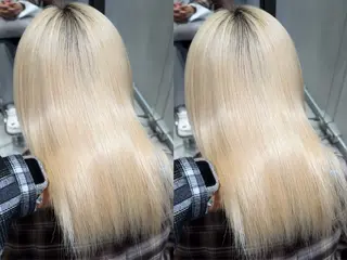 ロング ゆらんちょ/ブリーチ 無w/縮毛矯正/暖色のヘアスタイル