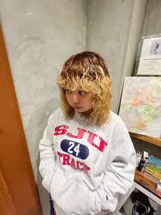 ミディアム パーマ LEAPS adore都島店所属・みゆう 都島/透明感のヘアスタイル