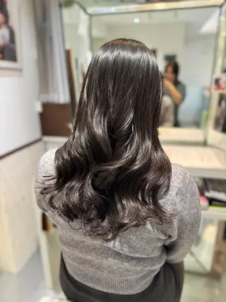 ロング パーマ デジタルパーマ/ コテ巻き風パーマのヘアスタイル