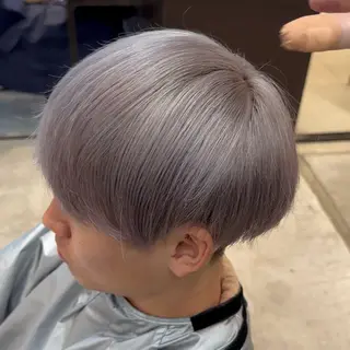 ショート カラー メンズ ハイトーンニュアンス 毛流れシャドウパーマのヘアスタイル