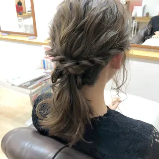 ミディアム ヘアアレンジ Click所属・クニモトハルナ ボブ/柔らかカラーのヘアスタイル