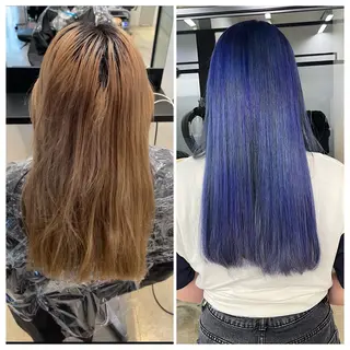 ロング け んブリーチ縮毛矯正のヘアスタイル