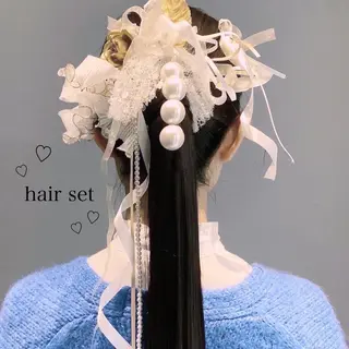 ロング ヘアアレンジ 卒業式ヘアセット🎀 ヘアアレンジのヘアスタイル