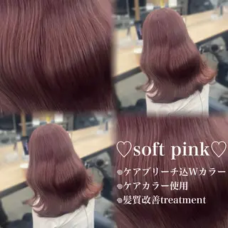 ロング カラー 💗愛され暖色💗 ピンク/レッド💗のヘアスタイル