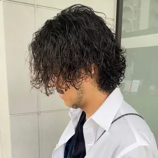 ミディアム パーマ メンズ メンズヘア特化 崎田 成人のヘアスタイル