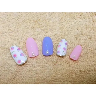 ネイル 痛ネイル/ワンホン/ フィルイン/長さだしのネイルデザイン