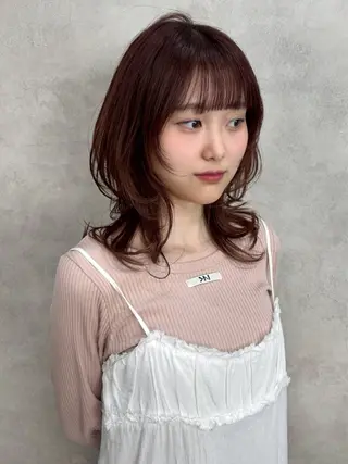 ミディアム カラー 🖤顔まわり 盛れヘア⟡アズサ🖤のヘアスタイル