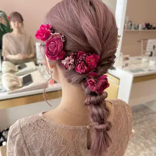 セミロング ヘアアレンジ レイヤーカット/ ハイトーンchimiのヘアスタイル