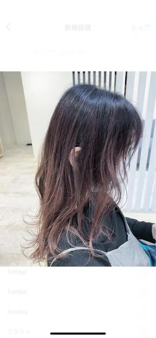 ロング カラー ブリーチなしWカラー /酸性ストレート河本のヘアスタイル