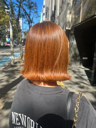 ショート カラー えんぐちとも／透明感 カラー／博多ボブのヘアスタイル