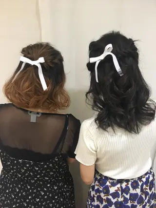 ミディアム カラー ヘアアレンジ きむえり/髪質改善 /セット/カラーのヘアスタイル