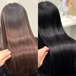 ロング パーマ ブリーチなし Ⅰ 髪質改善カラーのヘアスタイル