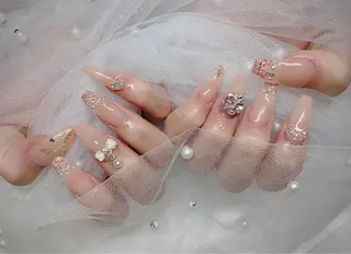 ネイル I-nailロング /ワンホン/キラキラのネイルデザイン