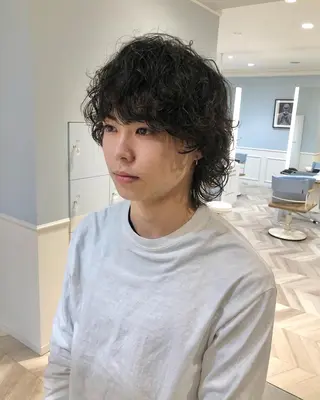 ミディアム パーマ メンズ パーマ/ハイトーン スパイキー/神田正紀のヘアスタイル