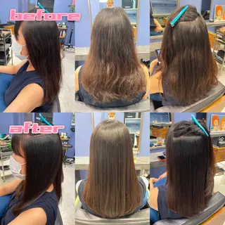 ロング カラー パーマ ブリーチ縮毛矯正/ デサキ ショウヘイのヘアスタイル