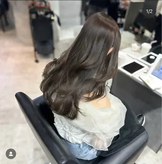 セミロング カラー 顔周りカット/髪質改 善/新宿/畑中稔里のヘアスタイル