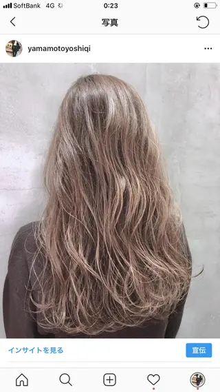 セミロング カラー メンズ ブリーチダブルカラー ハイライト/山本喜熙のヘアスタイル