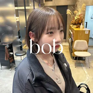 ミディアム ボブ・レイヤー 田中 励也のヘアスタイル