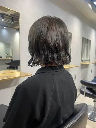 ミディアム カラー パーマ ALLY(アリー)所属・akane/ボブ /オリーブ/ブラウンのヘアスタイル