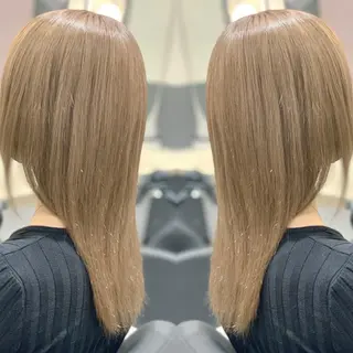 ミディアム カラー ヘアアレンジ 髪質改善×ハイトーン 中田啄也のヘアスタイル