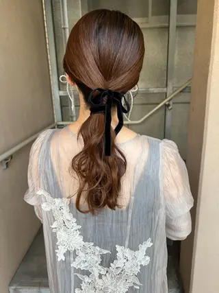 セミロング ヘアアレンジ カラーパティシエ facce🌼ikoのヘアスタイル