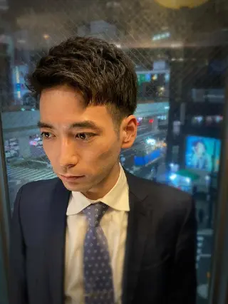 ショート パーマ ヘアアレンジ メンズ barber shopのヘアスタイル