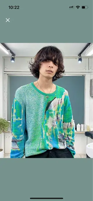 ミディアム パーマ メンズ 鈴木 隼人のヘアスタイル