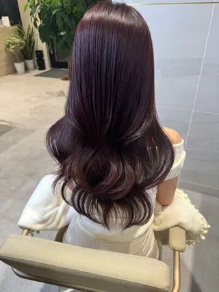 ロング 韓国風/小顔レイヤー /艶カラーのヘアスタイル