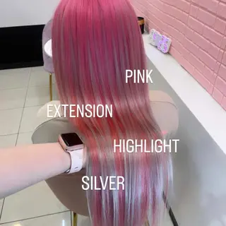 ロング カラー エクステ🩵ブリーチ 韓国ヘア🩵KAEのヘアスタイル