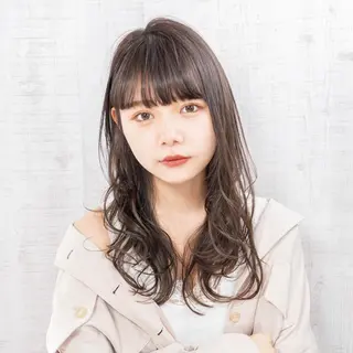 セミロング カラー 新宿/韓国風レイヤー 髪質改善/渋谷直樹のヘアスタイル