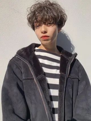 ショート パーマ パーマ/透明感カラー /ボブ/吉田一生のヘアスタイル