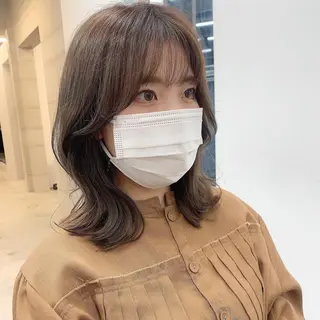 ミディアム カラー 透明感/オリーブ/ グレージュ/YUKAのヘアスタイル