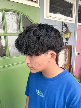 ショート カラー メンズ 清水千優/パーマ/透 明感カラー/メンズのヘアスタイル