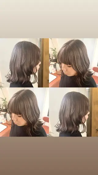 ミディアム hazuki🐈‍⬛ 透明感カラーのヘアスタイル