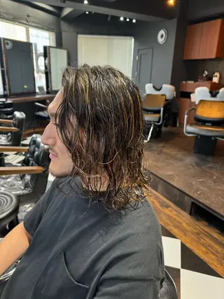 ロング カラー パーマ メンズ メンズショート美容師 💈高橋和真💈のヘアスタイル