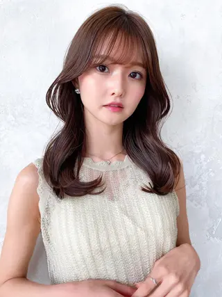 セミロング カラー 顔周り/くびれヘア 韓国ヘア💕風間るなのヘアスタイル