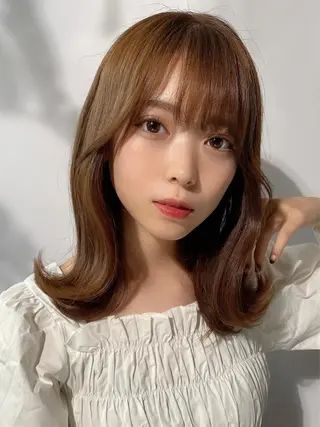 ミディアム 🧡くびれヘア/前髪 顔周り🧡久原結衣のヘアスタイル
