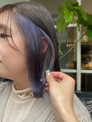 ミディアム カラー ワタナベ モカ🦢ダブルカラーのヘアスタイル