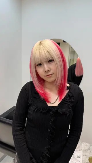 セミロング カラー ヘアアレンジ ハイトーン特化/ 複雑履歴修正/拓真のヘアスタイル