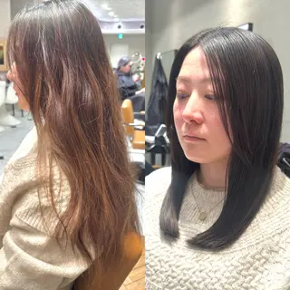 ミディアム カラー 頭から整える美容師 松田のヘアスタイル