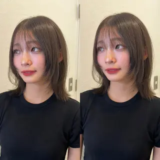 ミディアム カラー 山崎/ボブ縮毛矯正 レイヤー髪質改善のヘアスタイル