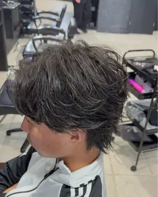 ショート パーマ メンズ 【フェザーパーマ】 【縮毛矯正】鶴田文のヘアスタイル