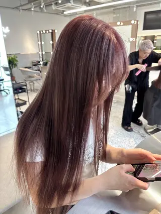 ミディアム カラー rina／ベージュ ワンホン/韓国ヘアのヘアスタイル