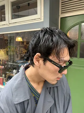 ショート パーマ 清水千優/パーマ/透 明感カラー/メンズのヘアスタイル