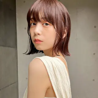 セミロング カラー 暖色/艶髪/ボブ/ ショート/Ayaのヘアスタイル