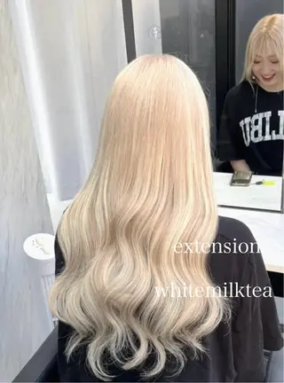 ロング カラー エクステ🩵ブリーチ 韓国ヘア🩵KAEのヘアスタイル
