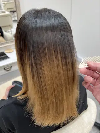 ミディアム 縮毛矯正×艶カラー /中村勇太のヘアスタイル