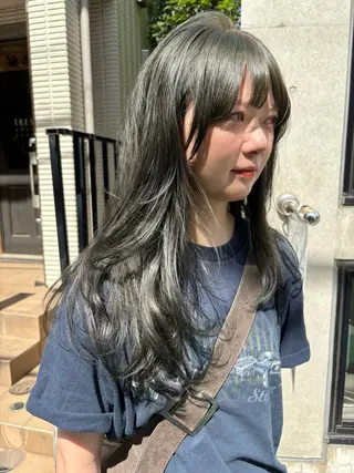 ロング カラー パーマ レイヤー/透明感/ ブリーチなし/わかなのヘアスタイル