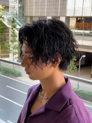 ミディアム パーマ メンズ メンズ曲がる 縮毛矯正/駅徒歩4分のヘアスタイル