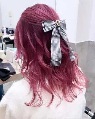 セミロング カラー 💗ガーリーヘア🎀 saki💗のヘアスタイル